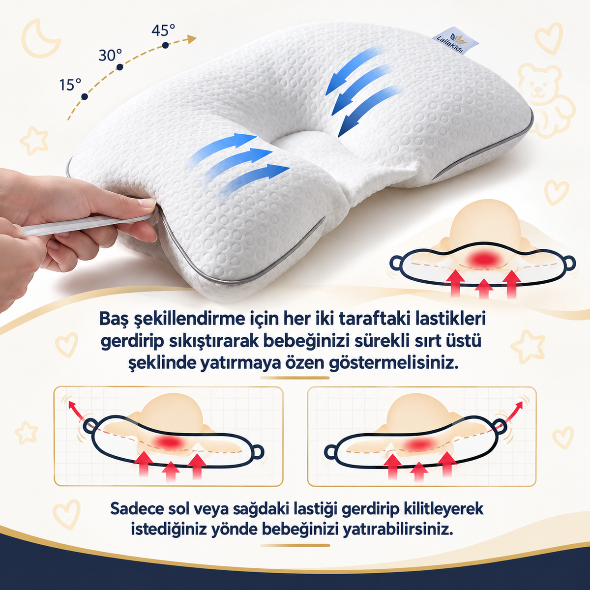 Laila Plus™ Düz Kafa Yastığı %100 Pamuk