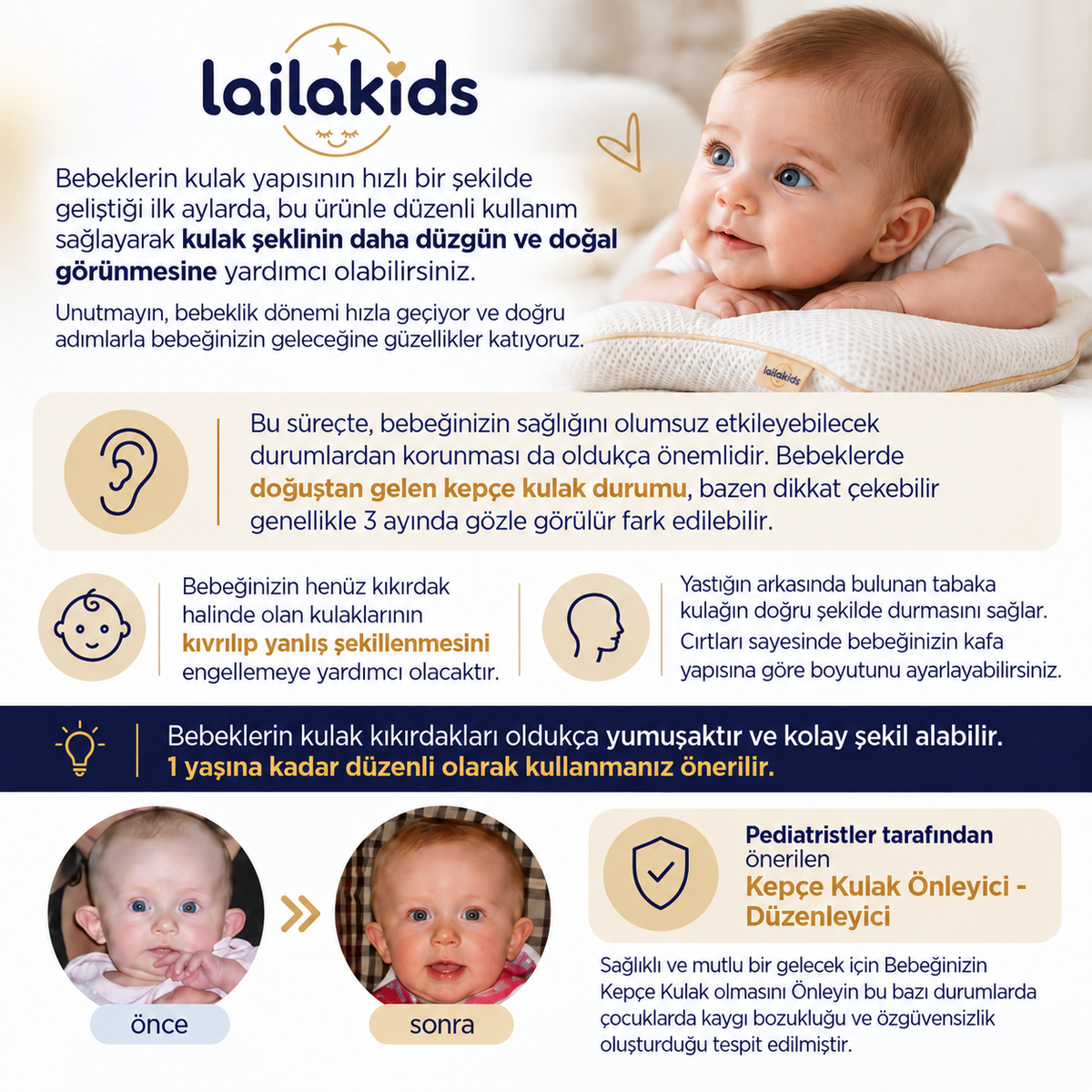 Laila Plus™ Bebek Kepçe Kulak Bandı